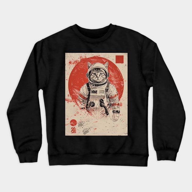 Vintage Cat Astronaut Crewneck Sweatshirt by RazonxX